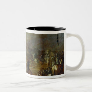 Joshua at the walls of Jericho Two-Tone Coffee Mug