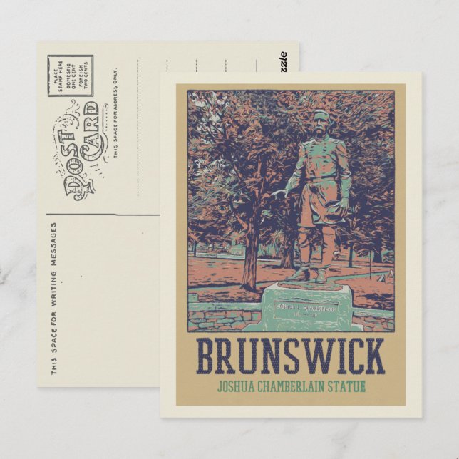 Joshua Chamberlain statue Brunswick Maine USA Postcard (Front/Back)