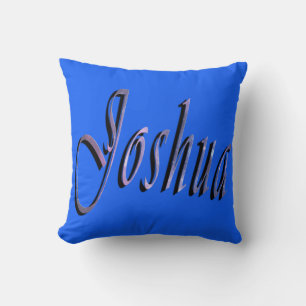 Joshua, Name, Logo, Blue Throw Cushion