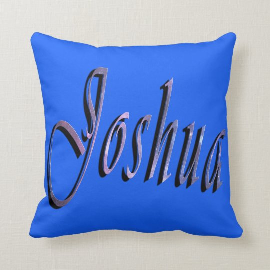 Joshua, Name, Logo, Blue Throw Cushion