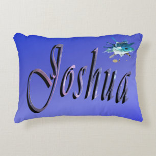 Joshua Name Logo On Blue, Decorative Cushion