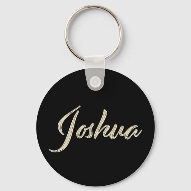 Joshua Name whitegold Button Schlüsselanhänger Key Ring (Front)