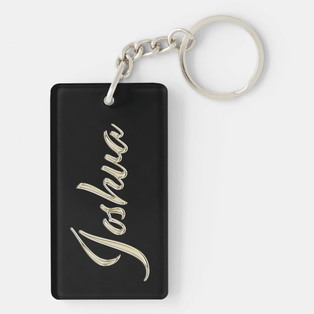 Joshua name whitegold key trailer key ring (Back)