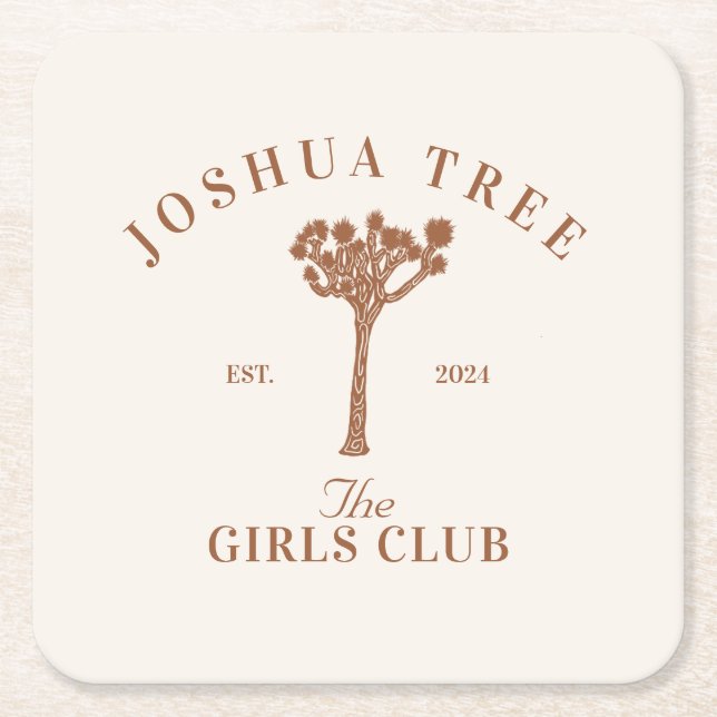 Joshua Tree Bachelorette Girls Club  Square Paper Coaster (Front)
