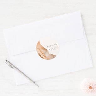 Joshua Tree Bohemian Neutral Bride + Groom Classic Round Sticker