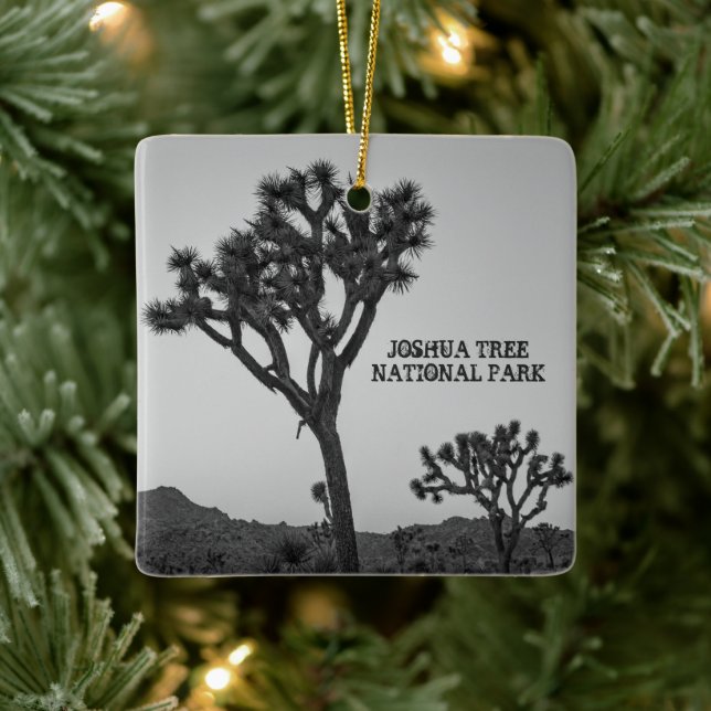 Joshua Tree Classic Black White Pink Blue Souvenir Ceramic Ornament (Tree)
