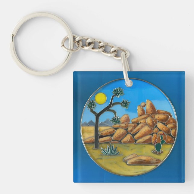 Joshua Tree- Fish Rock Button Key Ring (Front)