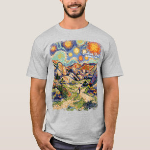 Joshua Tree Mountain Hiking Colorful Van Gogh T-Shirt