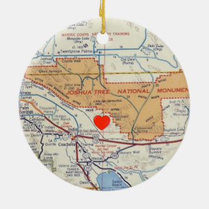 Joshua Tree National Monument Map Ceramic Ornament