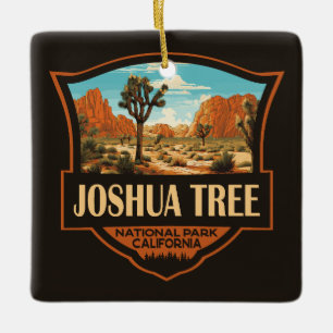 Joshua Tree National Park Illustration Retro Ceramic Ornament
