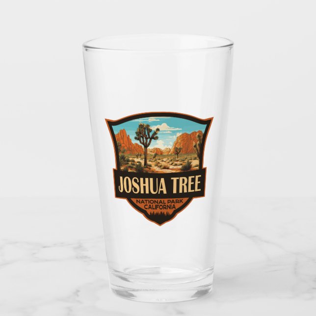 Joshua Tree National Park Illustration Retro Glass (Front)