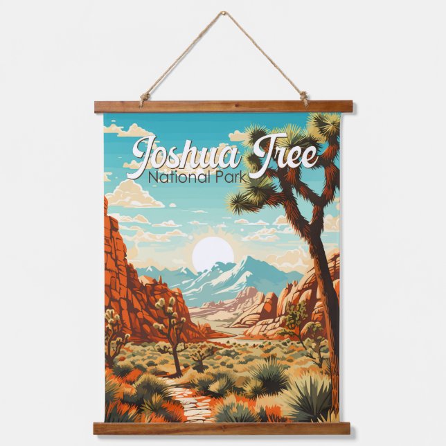 Joshua Tree National Park Illustration Retro Hanging Tapestry (Front)