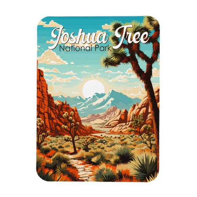 Joshua Tree National Park Illustration Retro Magnet (Vertical)