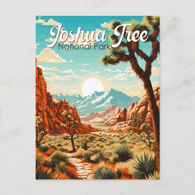 Joshua Tree National Park Illustration Retro Postcard (Front)