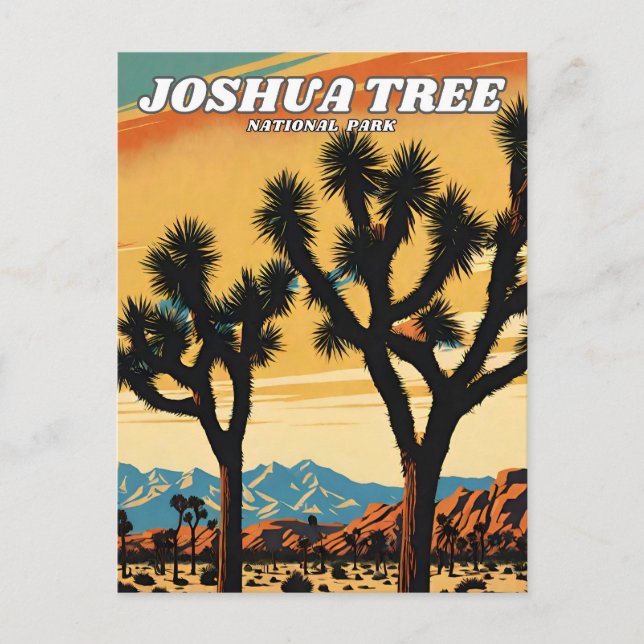 Joshua Tree National Park illustration retro Postcard (Front)