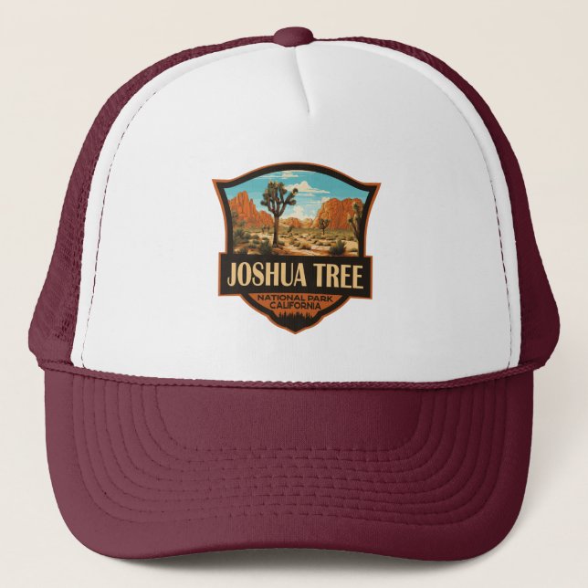 Joshua Tree National Park Illustration Retro Trucker Hat (Front)