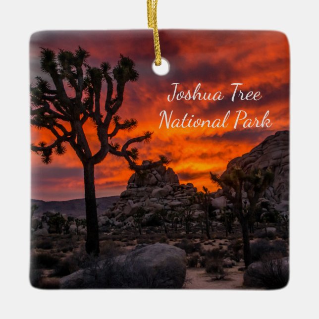 Joshua Tree National Park Red Sunset Ceramic Ornament (Front)