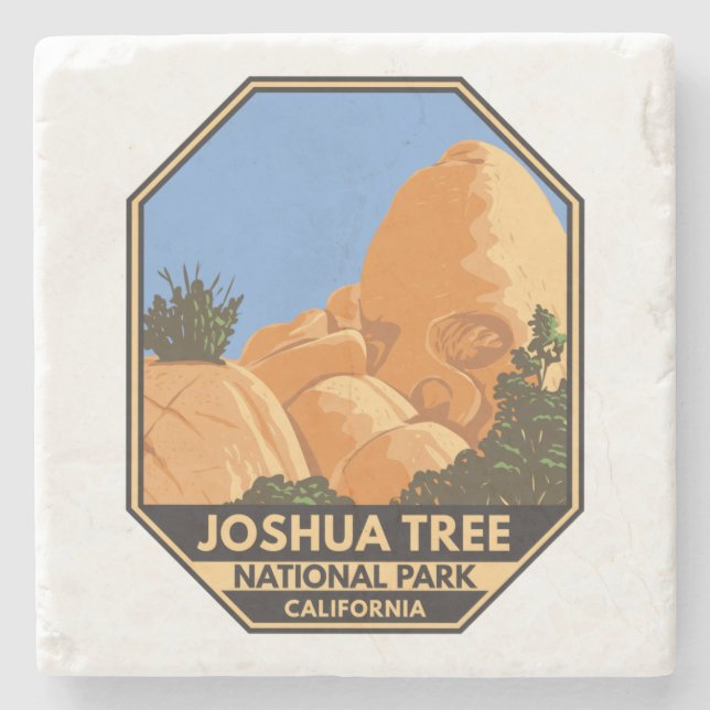 Joshua Tree National Park Skull Rock California   Stone Coaster (Front)