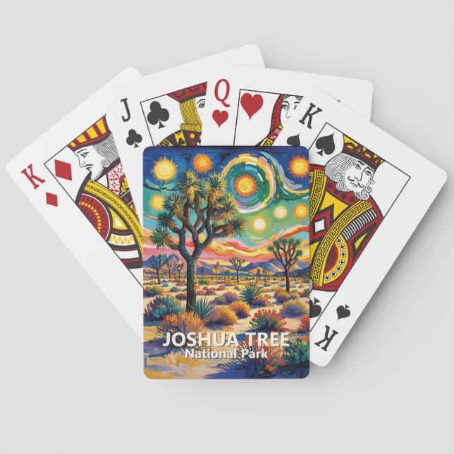 Joshua Tree National Park Van Gogh Colourful Deser Playing Cards (Back)