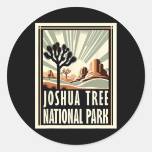 Joshua Tree National Park Vintage Hiking Camping O Classic Round Sticker