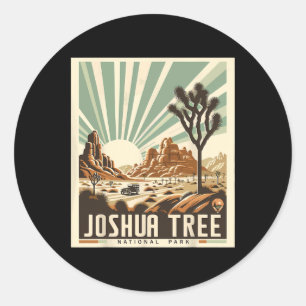 Joshua Tree National Park Vintage Hiking Camping O Classic Round Sticker