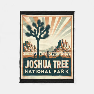 Joshua Tree National Park Vintage Hiking Camping O Fleece Blanket