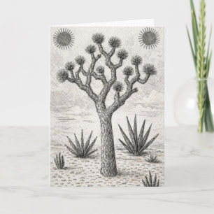 joshua tree sketch   desert sketch art holiday card