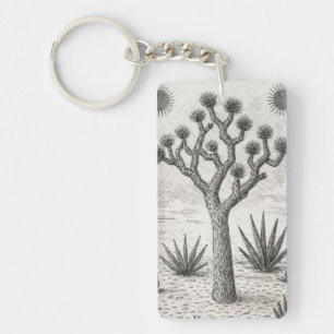 joshua tree sketch desert sketch art key ring