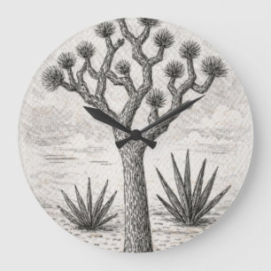 joshua tree sketch   desert sketch art large clock