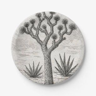joshua tree sketch   desert sketch art paper plate