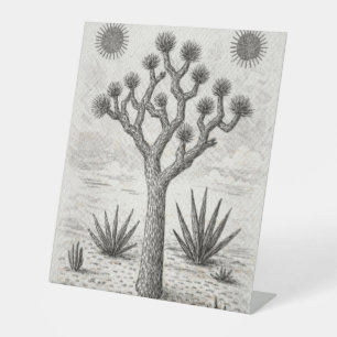 joshua tree sketch desert sketch art pedestal sign