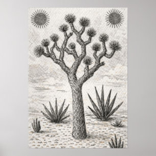 joshua tree sketch desert sketch art poster
