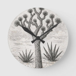 joshua tree sketch desert sketch art round clock