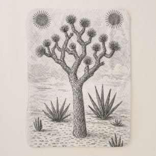 joshua tree sketch   desert sketch art sherpa blanket