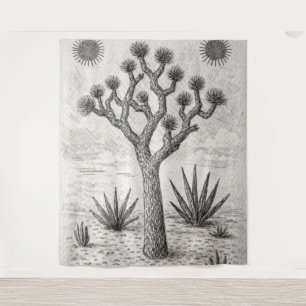 joshua tree sketch desert sketch art tapestry