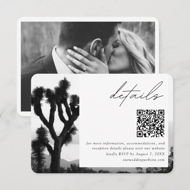 Joshua Tree Wedding Details QR Code RSVP Enclosure Card (Front/Back)