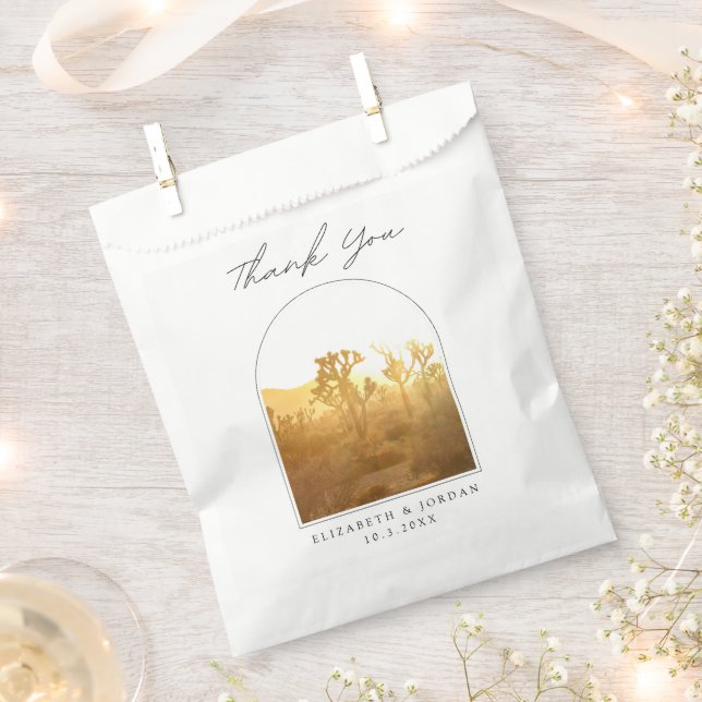 Joshua Tree Wedding Sunset Photo Thank You Favour Bag (Clipped)
