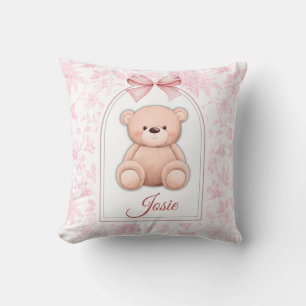 Josie Custom Pink Teddy Bear Nursery Design Cushion