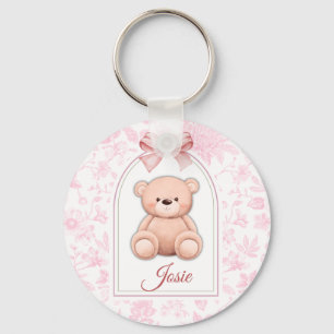 Josie Custom Pink Teddy Bear Nursery Design Key Ring