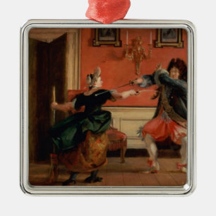 Jourdain Fences his Maid Metal Ornament