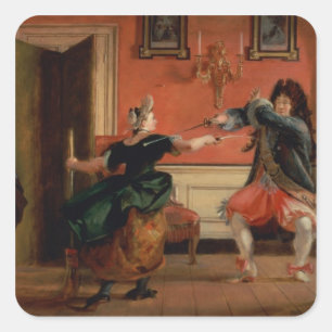 Jourdain Fences his Maid Square Sticker