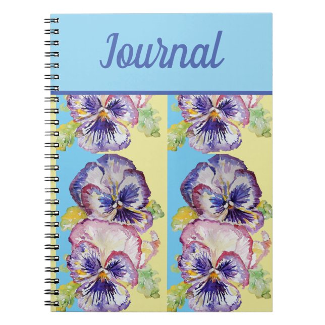 Journal Book Pansy Purple Flower Watercolour Art (Front)