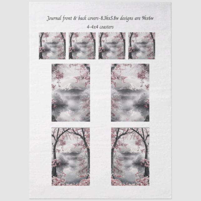 Journal Covers Mount Fuji Cherry Blossom Coasters  Tissue Paper (Front)