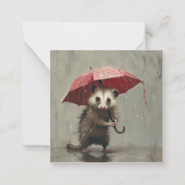 Journal Gems: Minimalist Opossums & Rainbows  Card (Front)