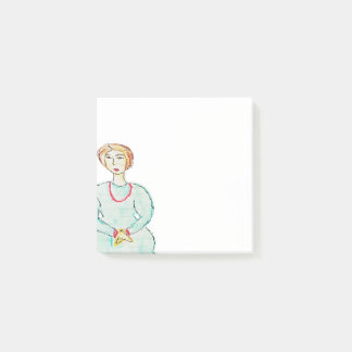 Journal Girl with Red Necklace Post It Notes