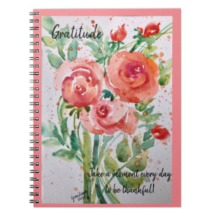 Journal-"Gratitude" - Coral Roses Notebook