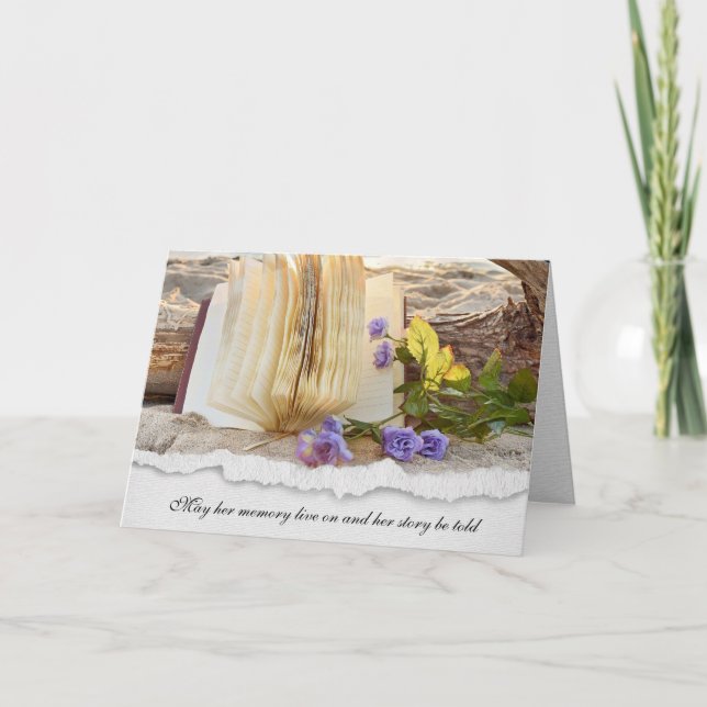 journal in beach sand sympathy card (Front)