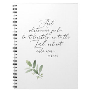 Journal Notebook KJV Bible Verse Colossians 3:23