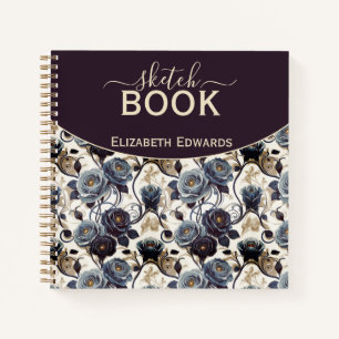 Journal of Elegant Art Gray Flowers and Purple