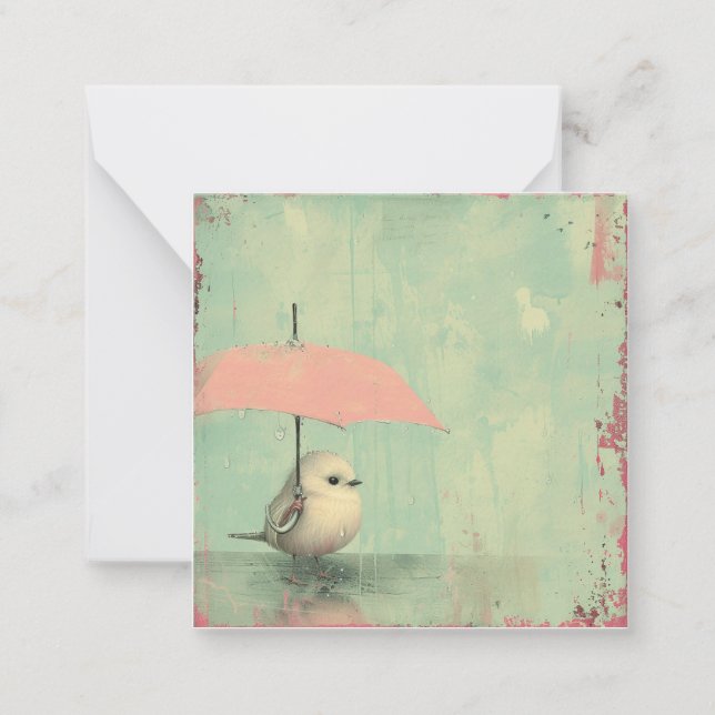 Journal Treasures & Rainy Pleasures: Minimal Bird Card (Front)